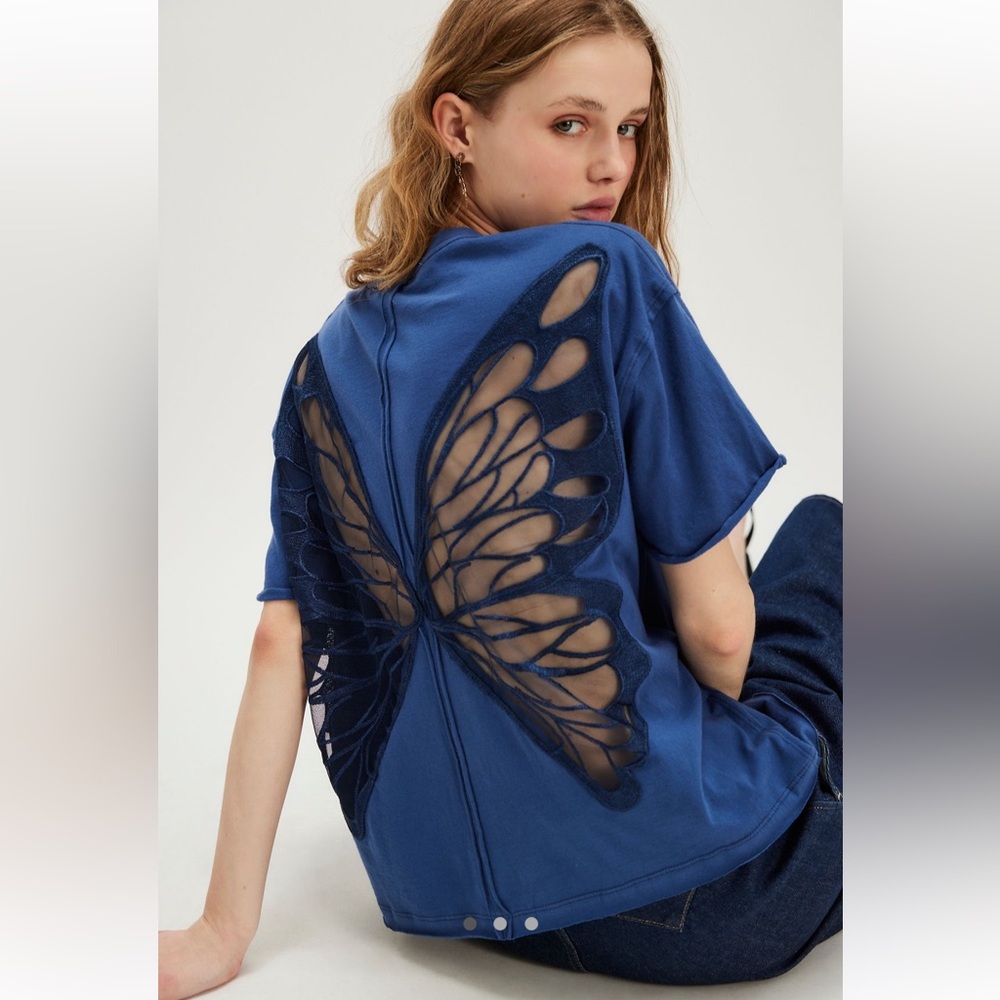 NWT Trisha Fix x Free People Butterfly Tee